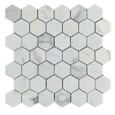 Hexagon Calacatta Gold Honed Chip Size 48x48x7mm Sheet Size 298x305mm