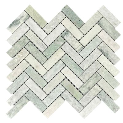 Herringbone Mint Honed Chip Size 20x64x7mm Sheet Size 280x248mm