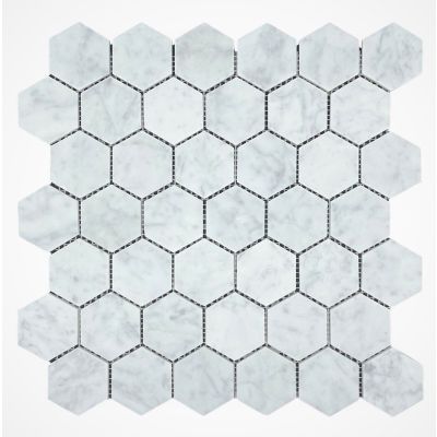 Hexagon Carrara Honed 48x48mm Chip Size 48x48x10mm Sheet Size 298x305x10mm