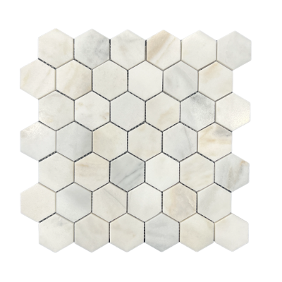 Hexagon Lotus White Honed Chip Size 48mm Sheet Size 298x305x10mm