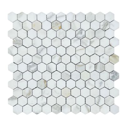 Hexagon Calacatta Gold Honed Chip Size 25x25x7mm Sheet Size 280x295mm