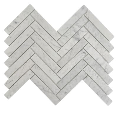 Herringbone Carrara Honed Chip Size 25x98x10mm Sheet Size 282x305mm