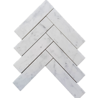 Herringbone Carrara Honed Chip Size 200x50x10mm Sheet Size 293x285x10mm