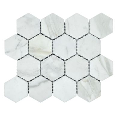 Hexagon Calacatta Honed Chip Size 70x80x10mm Sheet Size 289x250mm