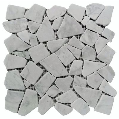 Crazy Carrara Tumbled Chip Size 60x30mm Sheet Sheet Size 305x305x8mm