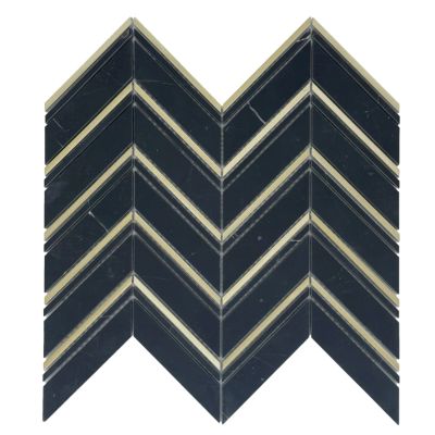 Chevron Nero Gold Honed Chip Size 110x35 mm Sheet Size 302x300x8mm