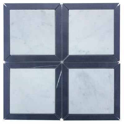 Carrara Square Nero Border Honed Chip Size 150x150mm Sheet Size 305x305x10mm