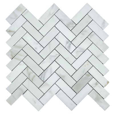 Herringbone Calacatta Gold Chip Size 75x25x7mm Sheet Size 325x305mm