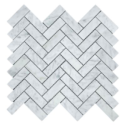 Herringbone Carrara Honed Chip Size 75x25x7mm Sheet Size 325x305mm