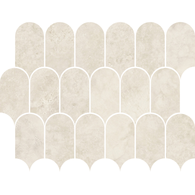 Kaolin Tuscan Creme Travertine Mosaic-Roman Arches SilkTec