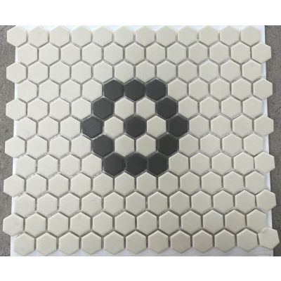 Custom-Made Pattern Unglazed Hexagons Kensington Chip Size 23x26x4mm Sheet Size 260x300mm