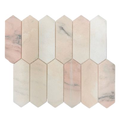 Long Hex Pink Honed Chip Size: 50x150x7mm Sheet Size: 275x310x7mm