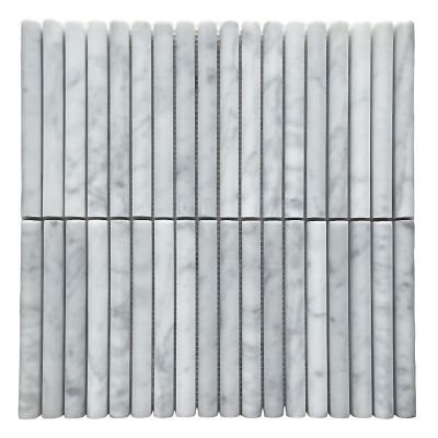 Mini Bamboo Carrara Honed Chip Size 15x151x15mm Sheet Size 305x305mm
