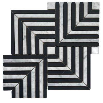 Modern Nero Carrara Honed Chip Size 10x135 mm Sheet Size 279x279x7mm