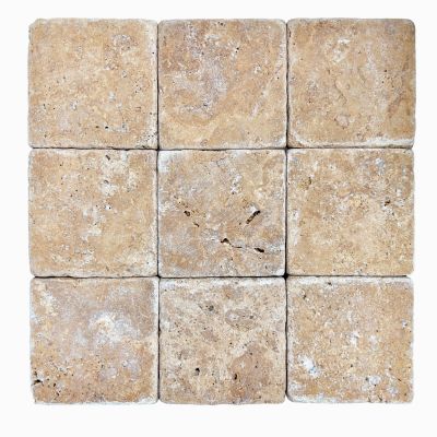 Noce Square Travertine Tumbled 100x100x10mm