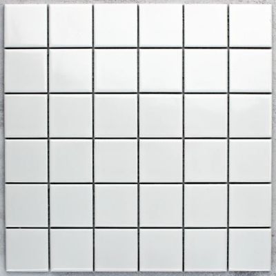 Glazed Squares and Recrtagles Fog Grey Gloss Porcelain Glazed Chip Size 48x48x5mm Sheet Size 300x300mm