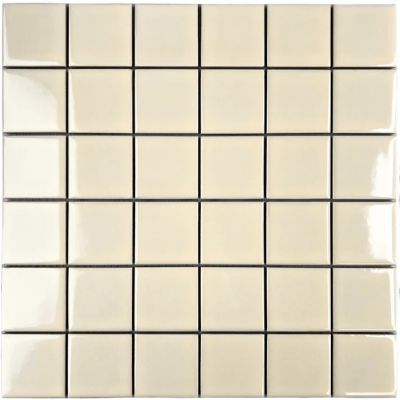Glazed Squares And Recrtagles Cream Gloss Porcelain Chip Size 48x48x5mm Sheet Size 300x300mm