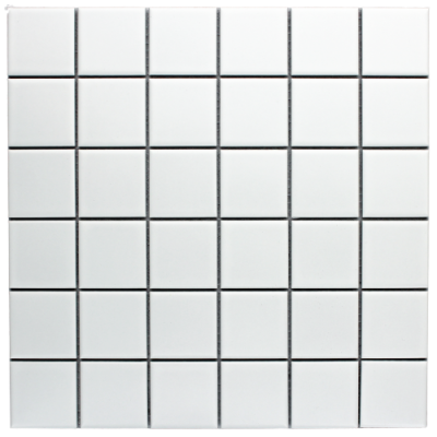 Glazed Squares And Recrtagles White Gloss Square Chip Size 48x48x5mm Sheet Size 300x300mm