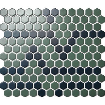 Custom-Made Mixed Colours Glazed Hexagons PGHS-0061M Chip Size 23x26x4mm Sheet Size 260x300mm