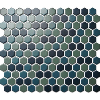 Custom-Made Mixed Colours Glazed Hexagons PGHS-0071M Chip Size 23x26x4mm Sheet Size 260x300mm