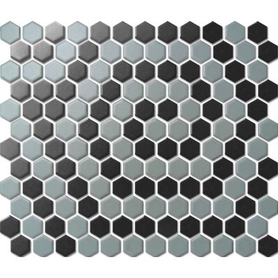 Custom-Made Mixed Colours Glazed Hexagons PGHS-0082M Chip Size 23x26x4mm Sheet Size 260x300mm