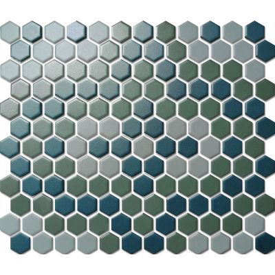 Custom-Made Mixed Colours Glazed Hexagons PGHS-0083M Chip Size 23x26x4mm Sheet Size 260x300mm