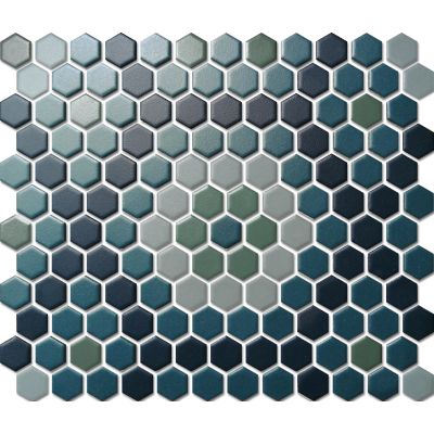 Custom-Made Mixed Colours Glazed Hexagons PGHS-0084M Chip Size 23x26x4mm Sheet Size 260x300mm