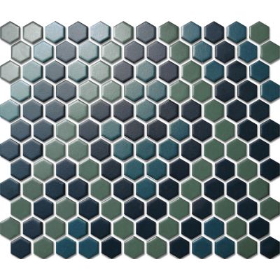 Custom-Made Mixed Colours Glazed Hexagons PGHS-0088M Chip Size 23x26x4mm Sheet Size 260x300mm