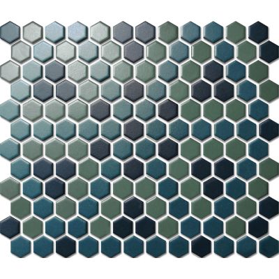 Custom-Made Mixed Colours Glazed Hexagons PGHS-0089M Chip Size 23x26x4mm Sheet Size 260x300mm