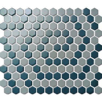 Custom-Made Mixed Colours Glazed Hexagons PGHS-0092M Chip Size 23x26x4mm Sheet Size 260x300mm