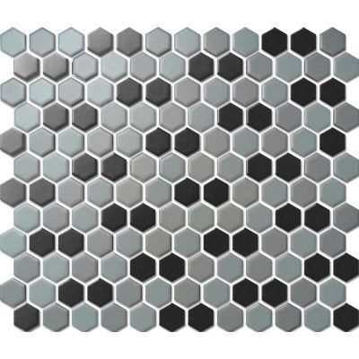 Custom-Made Mixed Colours Glazed Hexagons PGHS-0094M Chip Size 23x26x4mm Sheet Size 260x300mm