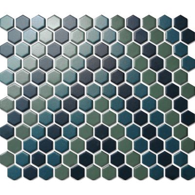 Custom-Made Mixed Colours Glazed Hexagons PGHS-0095M Chip Size 23x26x4mm Sheet Size 260x300mm