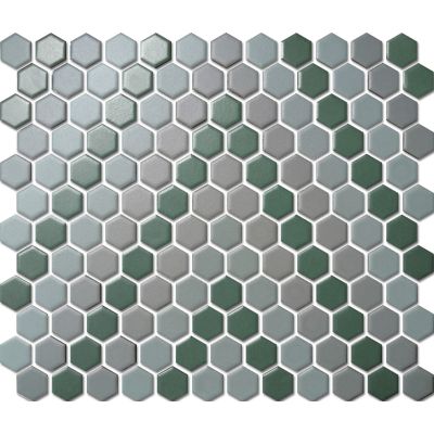 Custom-Made Mixed Colours Glazed Hexagons PGHS-0098M Chip Size 23x26x4mm Sheet Size 260x300mm