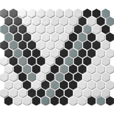 Custom-Made Mixed Colours Glazed Hexagons PGHS-0121M Chip Size 23x26x4mm Sheet Size 260x300mm