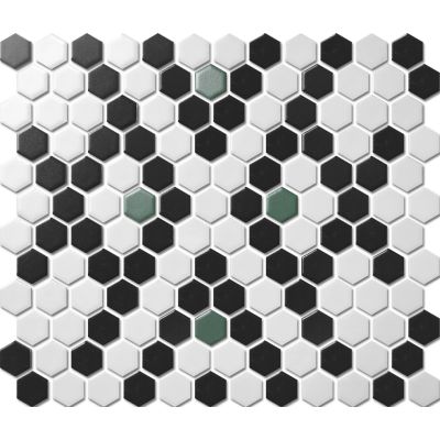 Custom-Made Mixed Colours Glazed Hexagons PGHS-0211M Chip Size 23x26x4mm Sheet Size 260x300mm