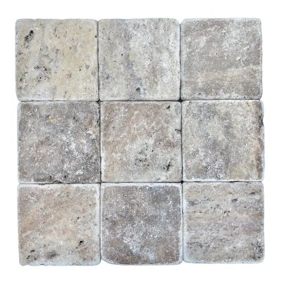 Travertine Silver Tumbled 100x100x10mm
