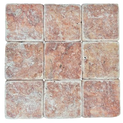 Travertine Red Tumbled 100x100x10mm