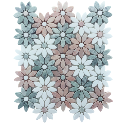 Flower Pink, Green & Thassos Sheet Size 325x290x10mm