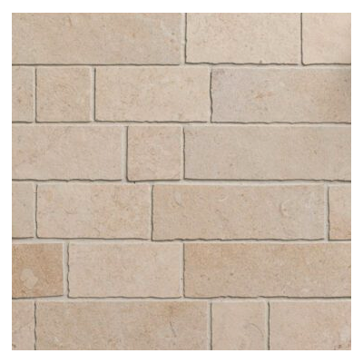 French Limestone Ivory Tumbled Edge Mix Brickbond Mosaic