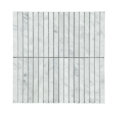 Stack Carrara White Honed Chip Size 15x150x7mm Sheet Size 298x305mm