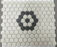 Custom-Made Pattern Unglazed Hexagons Kensington Chip Size 23x26x4mm Sheet Size 260x300mm