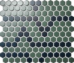 Custom-Made Mixed Colours Glazed Hexagons PGHS-0061M Chip Size 23x26x4mm Sheet Size 260x300mm