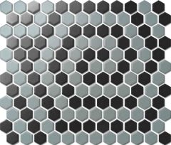 Custom-Made Mixed Colours Glazed Hexagons PGHS-0082M Chip Size 23x26x4mm Sheet Size 260x300mm