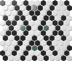 Custom-Made Mixed Colours Glazed Hexagons PGHS-0211M Chip Size 23x26x4mm Sheet Size 260x300mm
