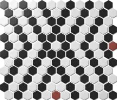 Custom-Made Mixed Colours Glazed Hexagons PGHS-0221M Chip Size 23x26x4mm Sheet Size 260x300mm